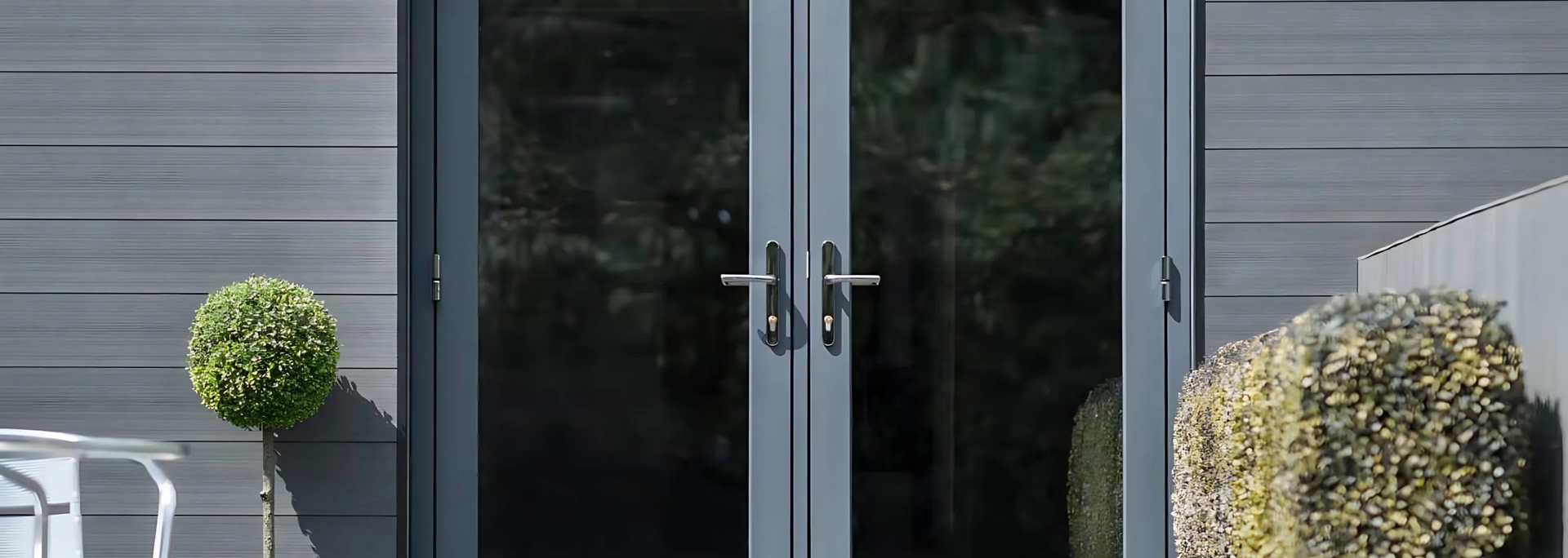 Picture of a fresh, new French door. Picture of a fresh, new French door.