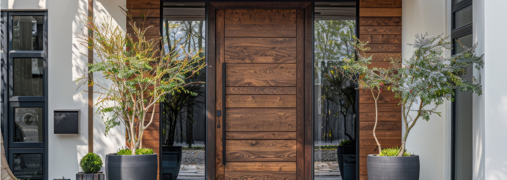 Picture of a modern, decorative front door. Picture of a modern, decorative front door.