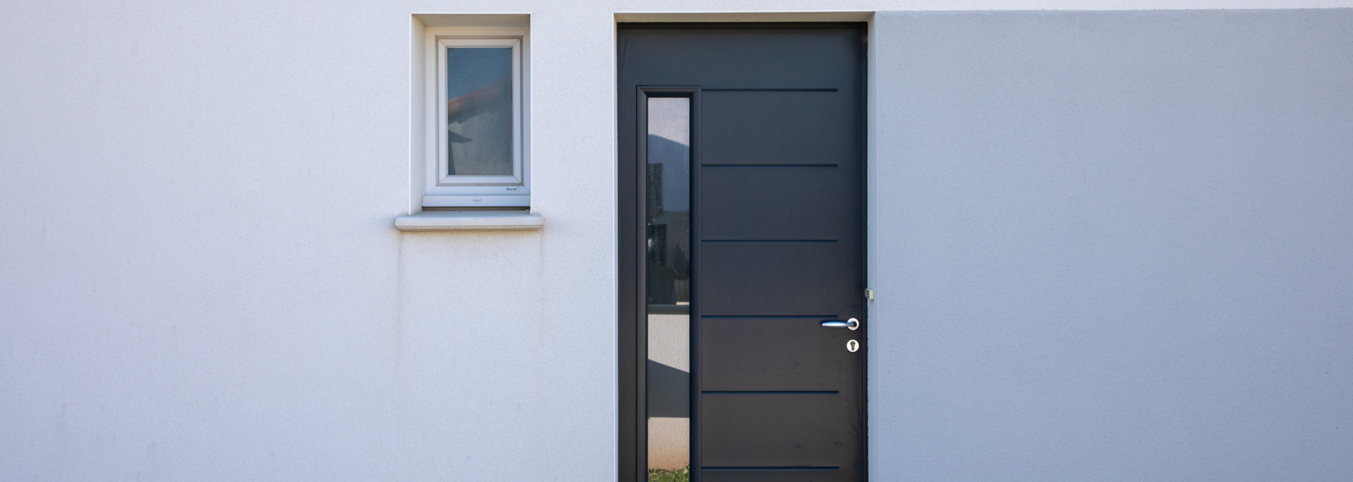 Picture of an exterior composite door. Picture of an exterior composite door.
