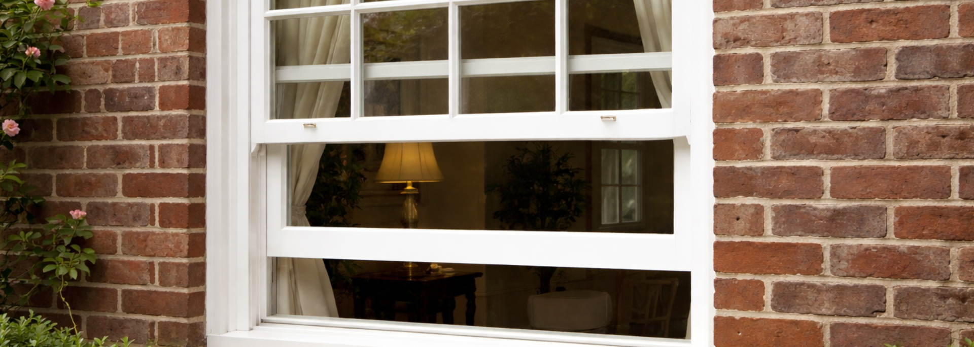 Picture of a half open sash window. 