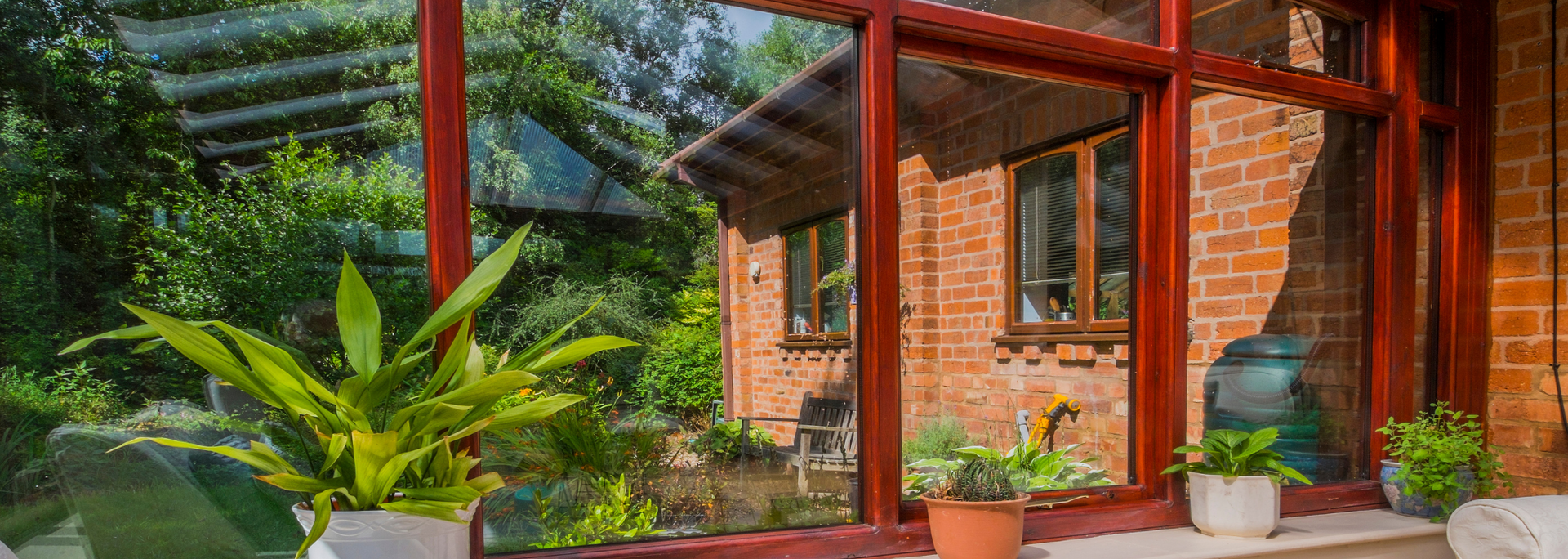 Picture of a gleaming conservatory window.