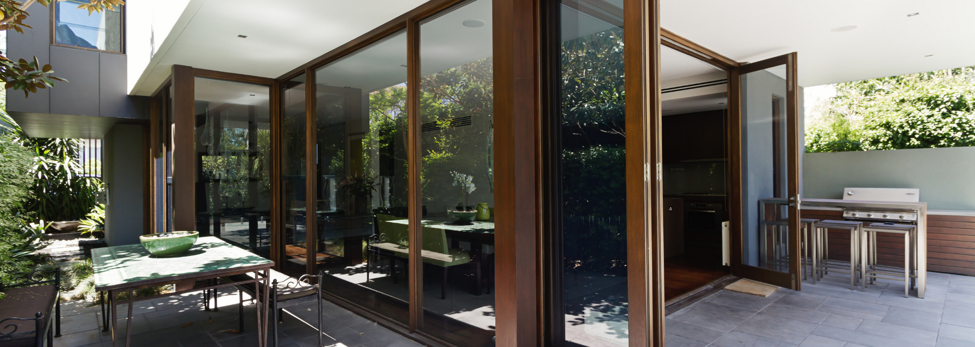 Picture of open bi-fold doors Picture of open bi-fold doors