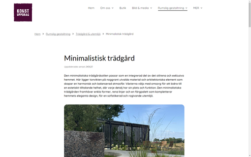 skärmdump av sida om minimalistisk trädgård