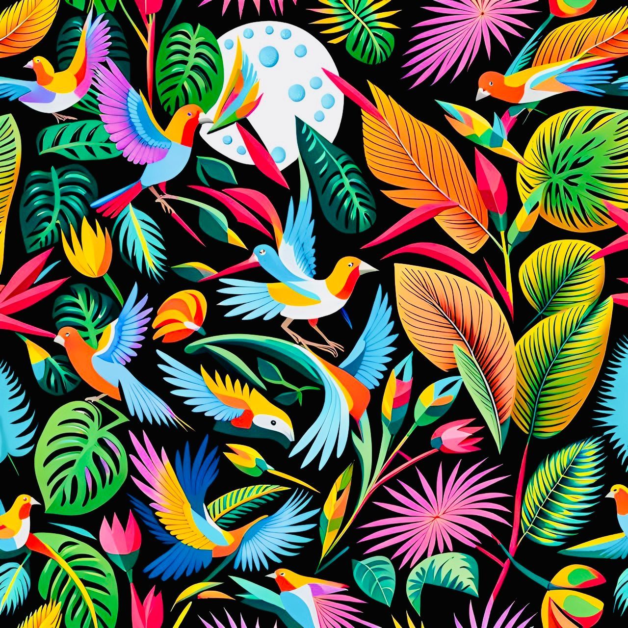 färgstarkt mönster 'Tropical Garden' av Ulla Strandberg