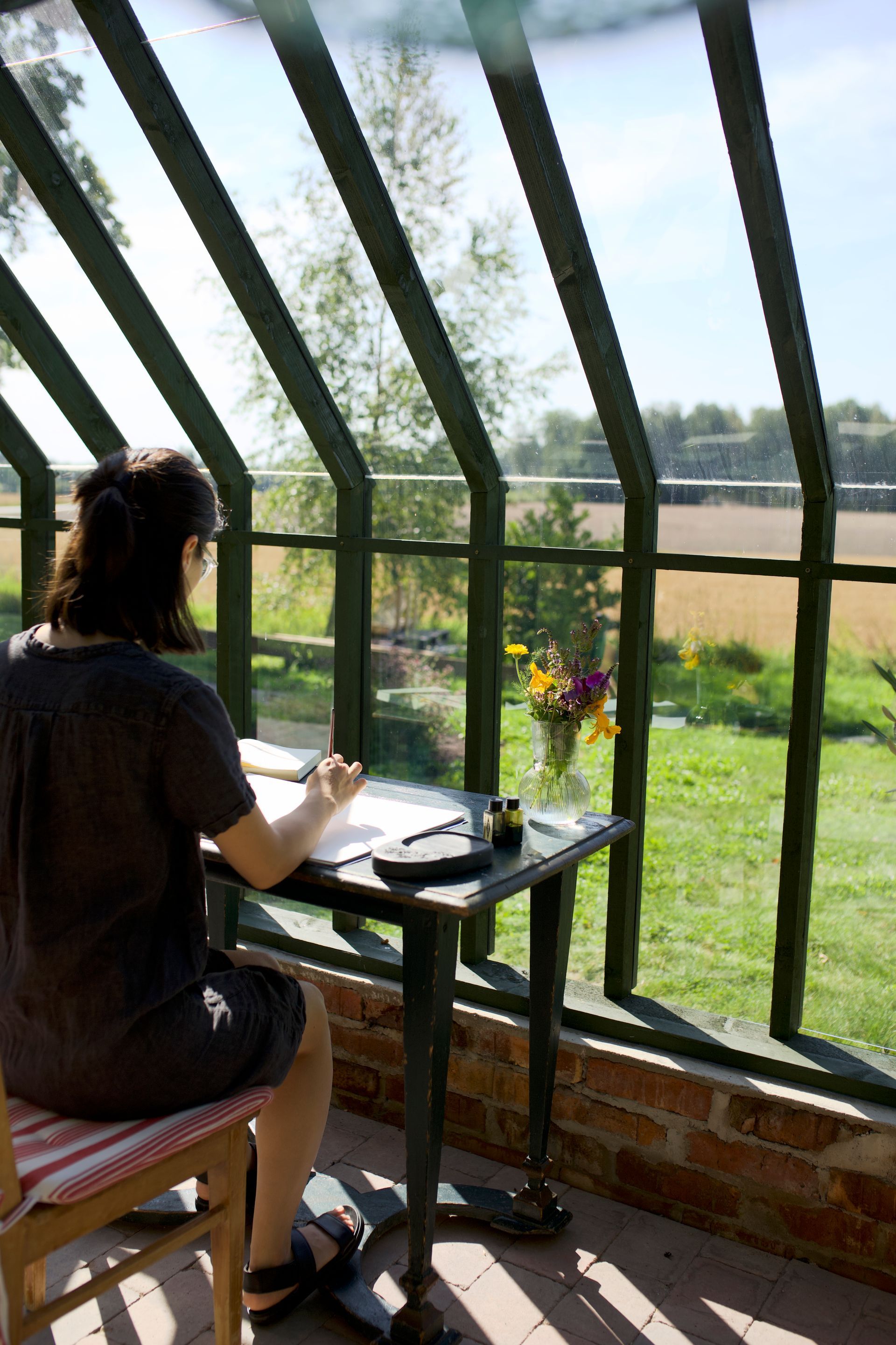 arbetsplats i växthus