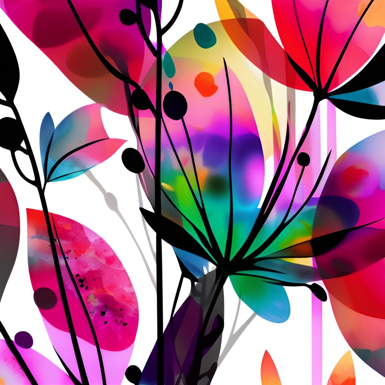 färgstarkt mönster på vit botten av Ulla Strandberg