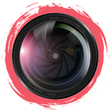 A close up of a camera lens with a red circle around it