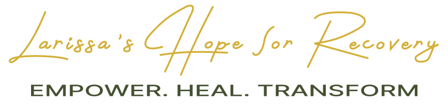A logo for Larissa’s Hope for Recovery