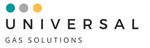 Universal Gas Solutions logo: text with three colored dots above.