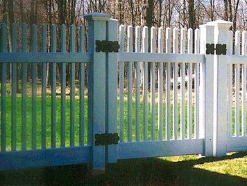 White wooden custom gate Holbrook MA Mutual Fence Co Llc