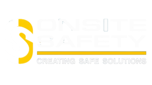 The logo for onsite safety is blue and yellow.