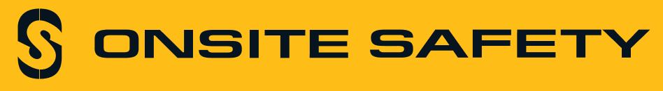 The logo for onsite safety is blue and yellow.