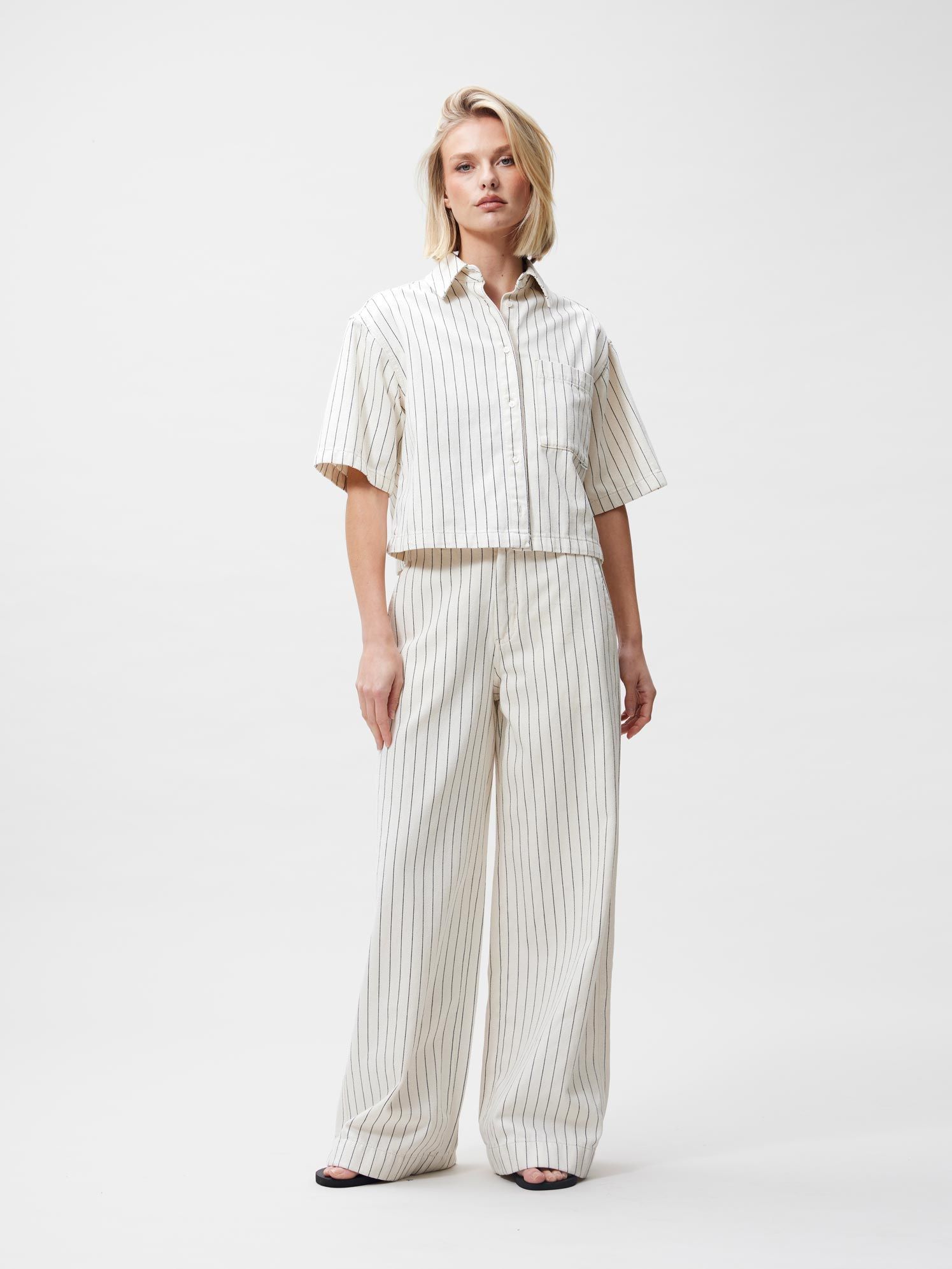 Striped denim blouse