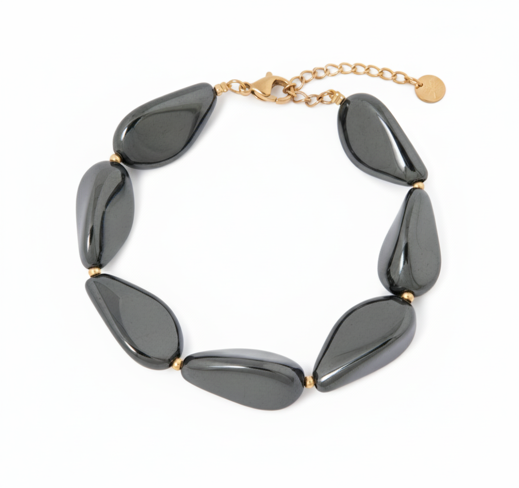 Black stone bracelet gold