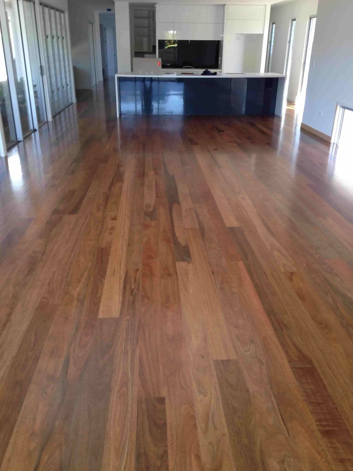 Polished timber floor — Flooring In Sharon, QLD