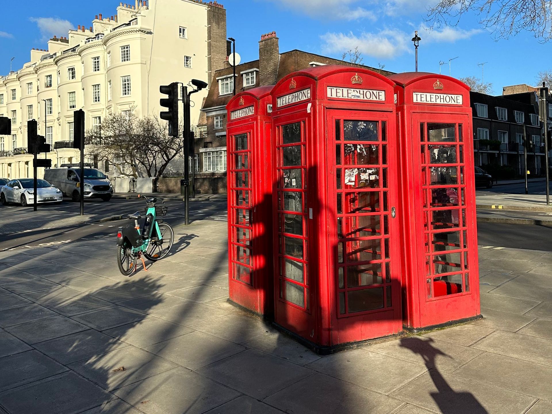 A cluster of telephone boxes