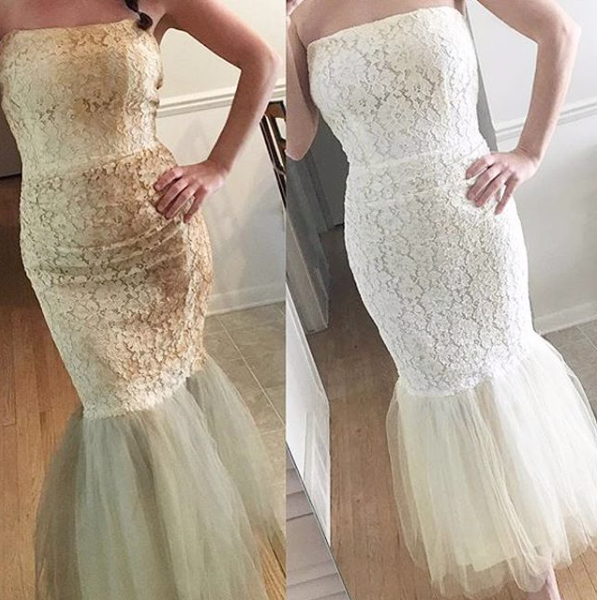 Before & After Cleaning White Dress