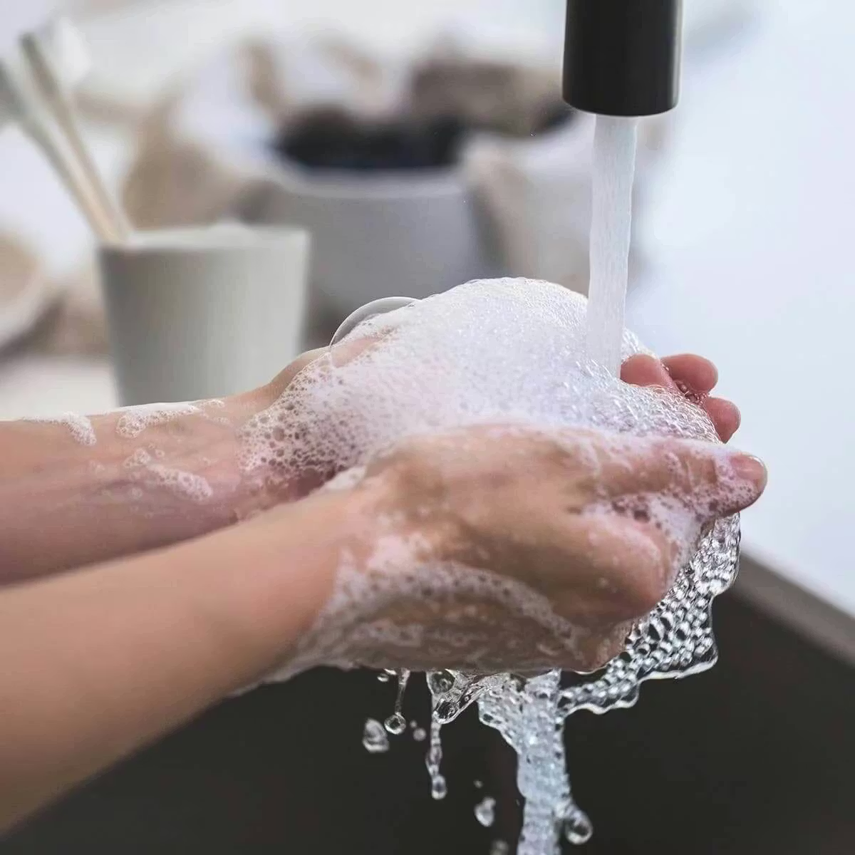 COVID-19 person washing hand