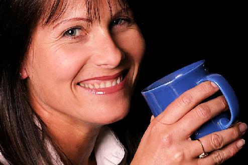 Relaxed women while drinking coffee