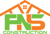 a green and orange logo for fns construction