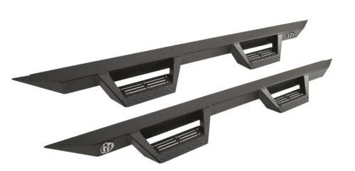 A pair of black side step bars