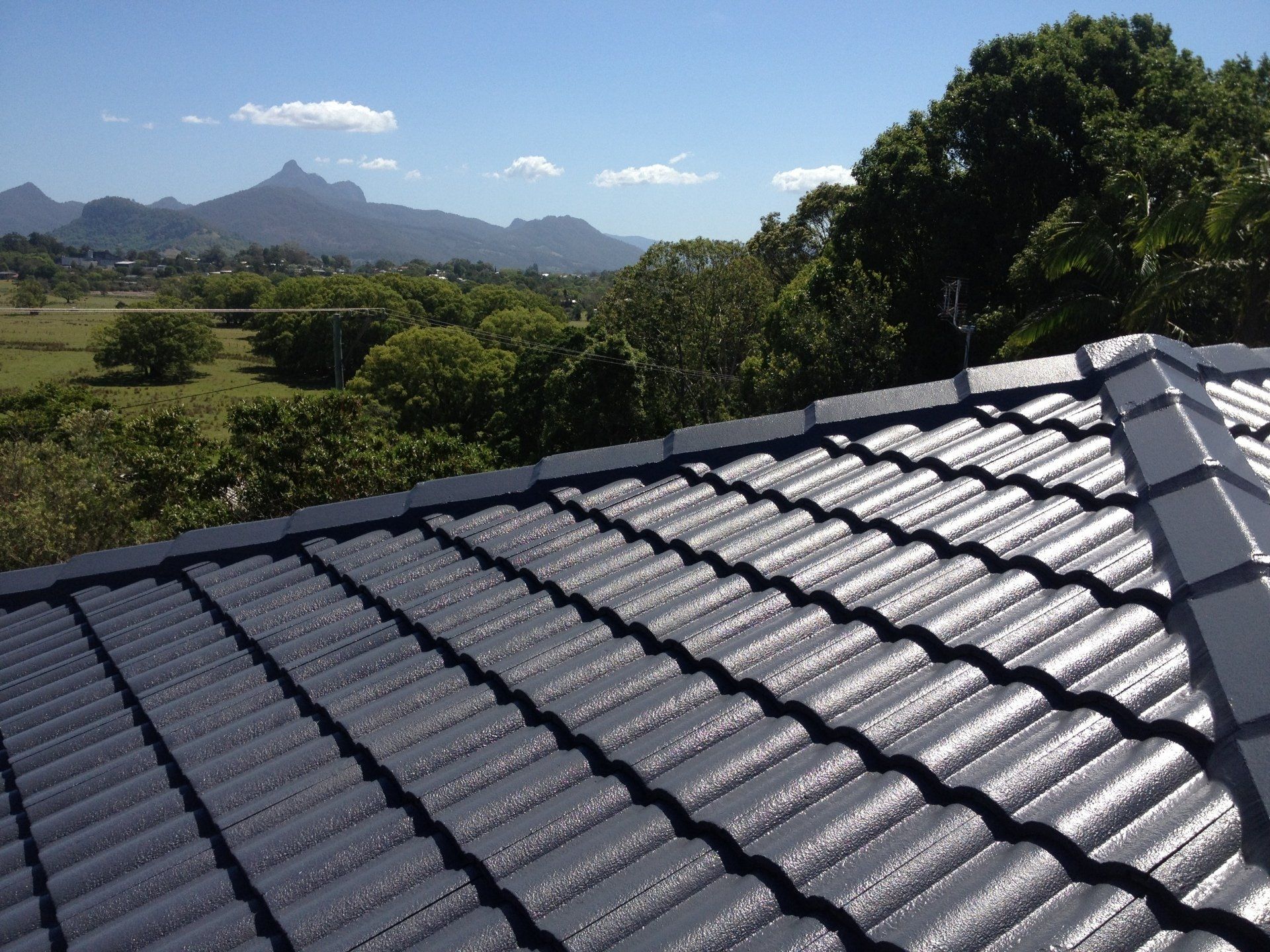 A Roof With a View of Trees and Mountains in the Background — Killiby & Co Roofing Pty Ltd In Tweed, NSW