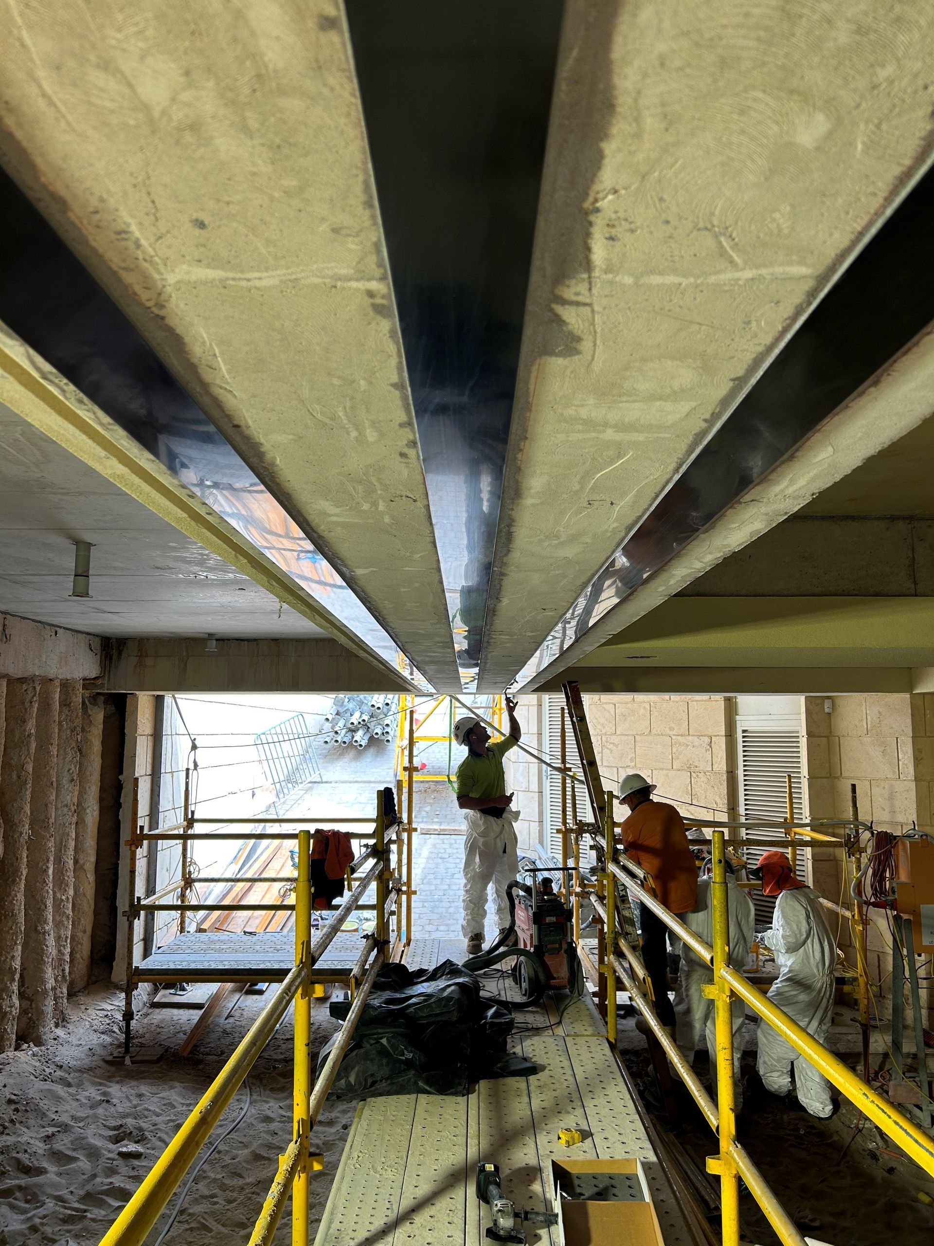 A construction site with a sign that says ecu on it