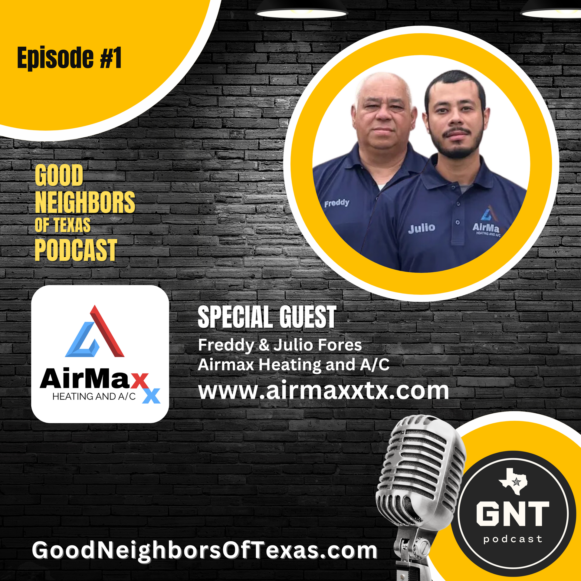 Two men are standing next to each other in front of a microphone.