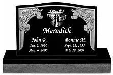 Black granite tombstone with
