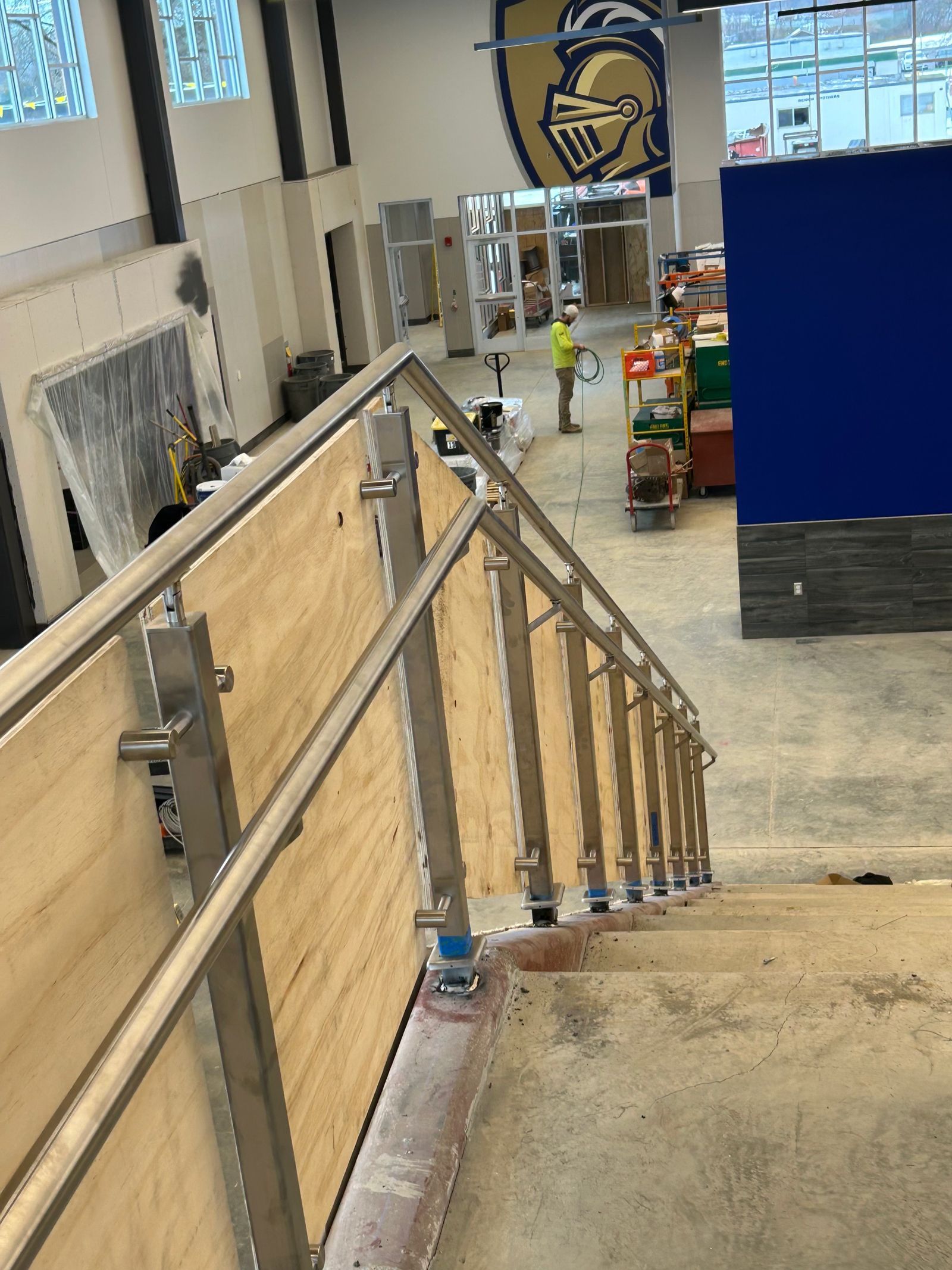 steel construction custom stairway railing