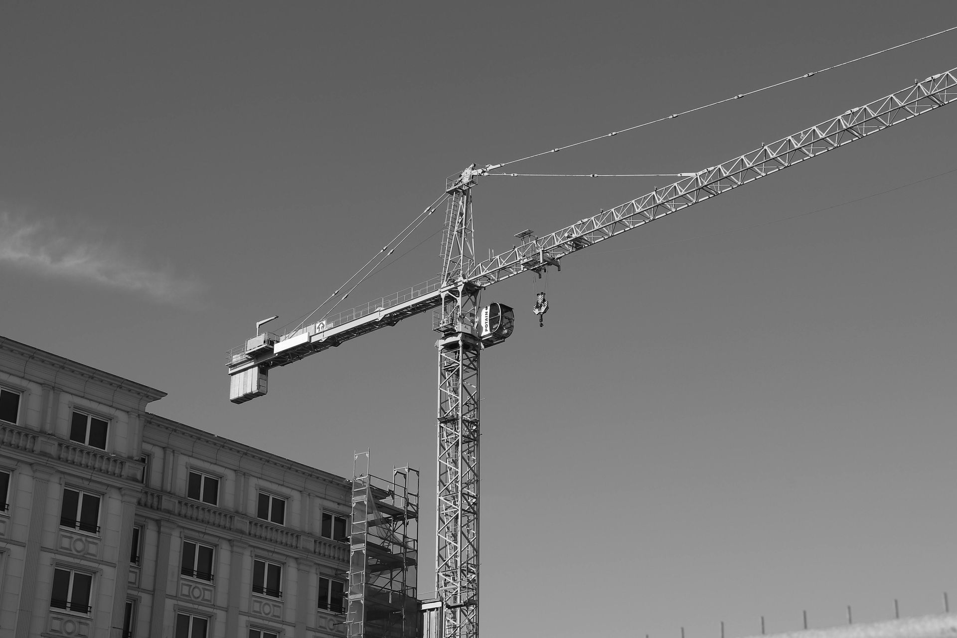 large crane above building
