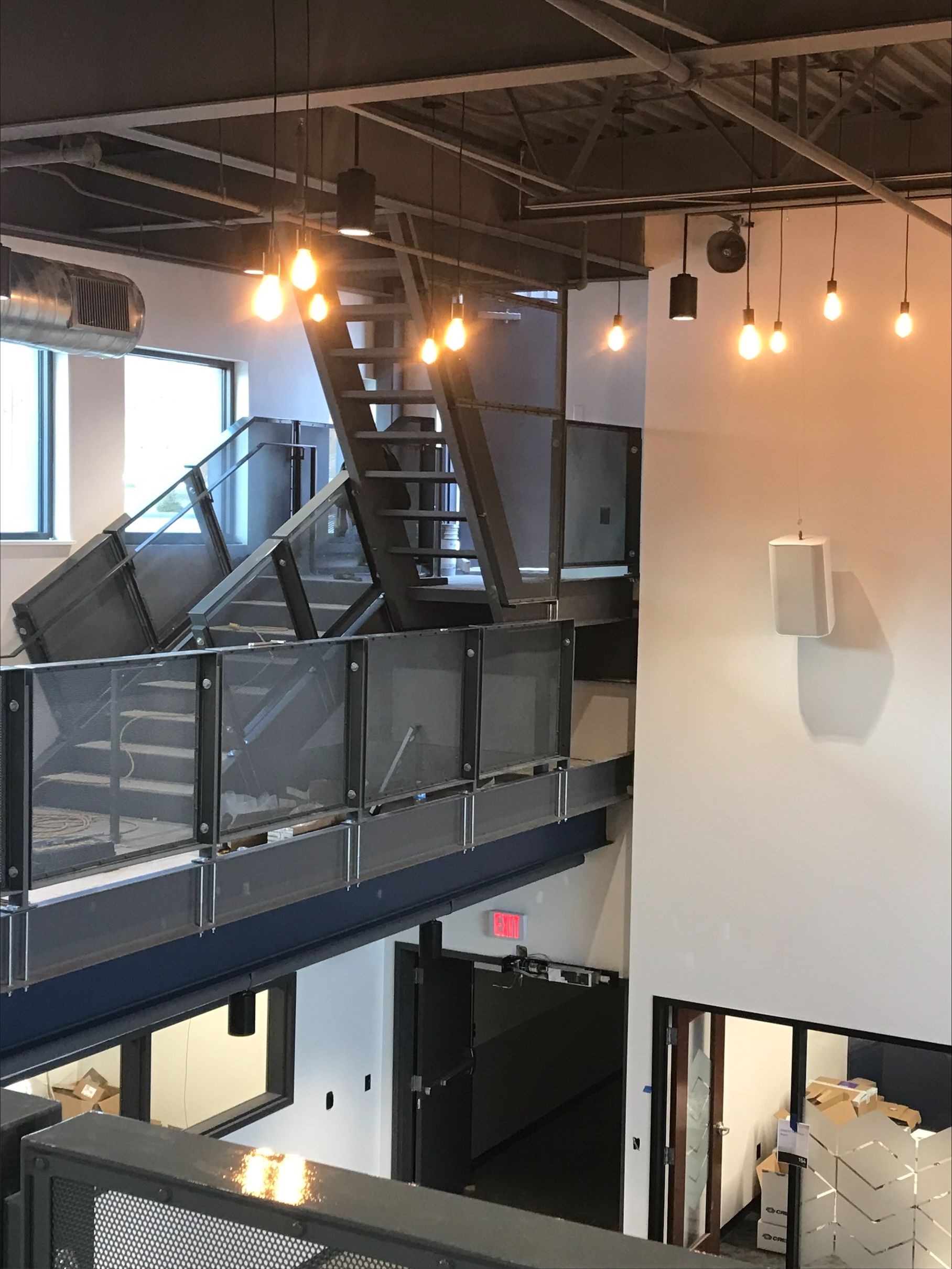 custom steel fabrication railing on staircase