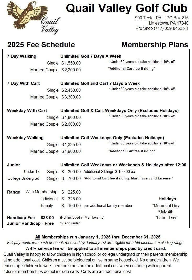 It is a membership plan for the quail valley golf club.