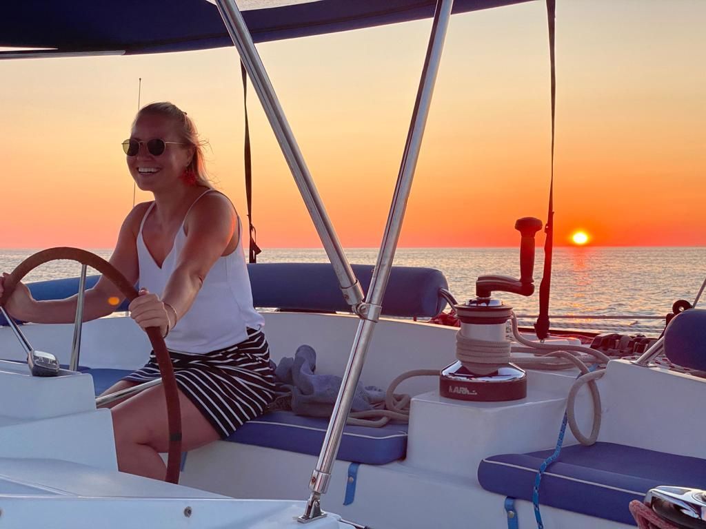 Saling on sunset in Helsinki