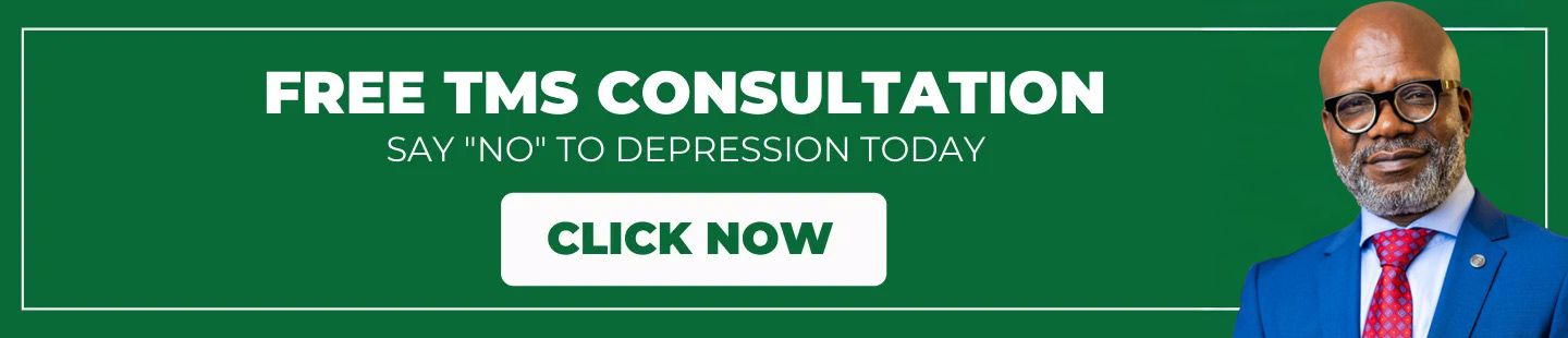 transcranial magnetic stimulation, tms therapy icon Green banner with text