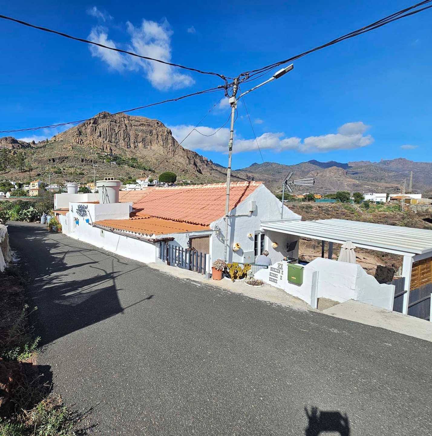 Ein großer Swimmingpool, umgeben von Topfpflanzen und einem Tisch