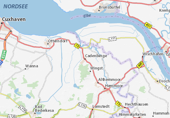 Eine Karte von Cuxhaven in der Nordsee