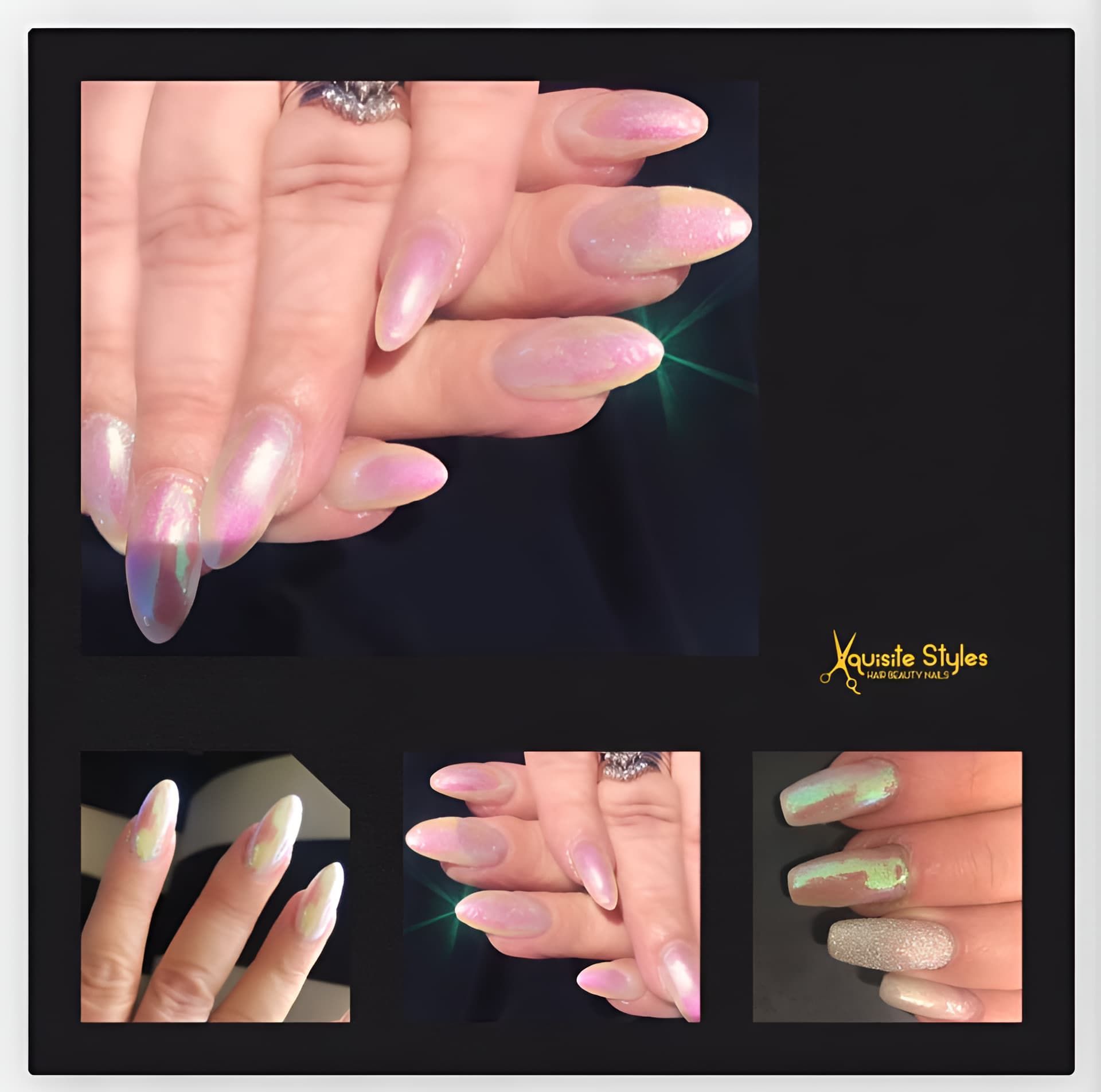 A Woman's Nails Are Shown in a Collage — Xquisite Styles in Albion Park, NSW
