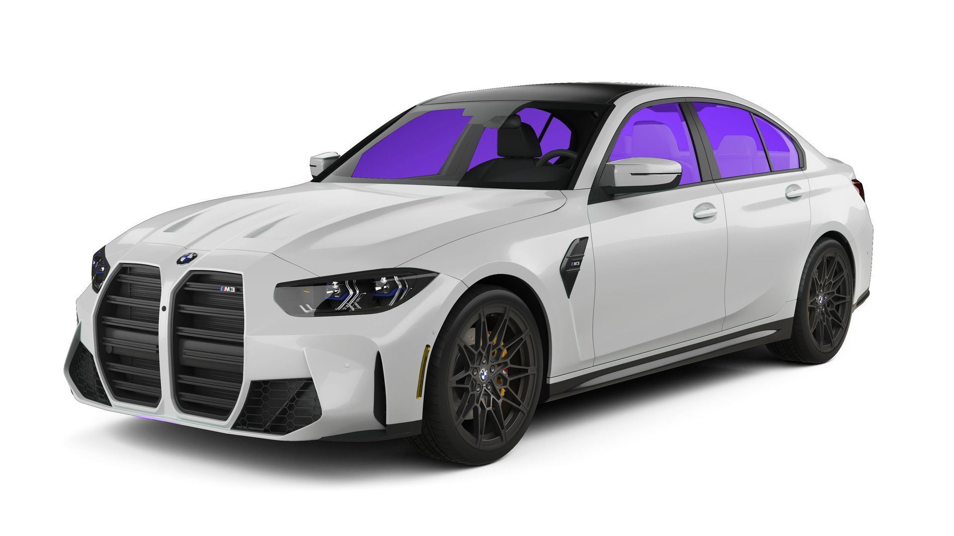 A blue tesla model s is on a black background.