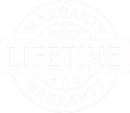A lifetime warranty stamp on a white background.