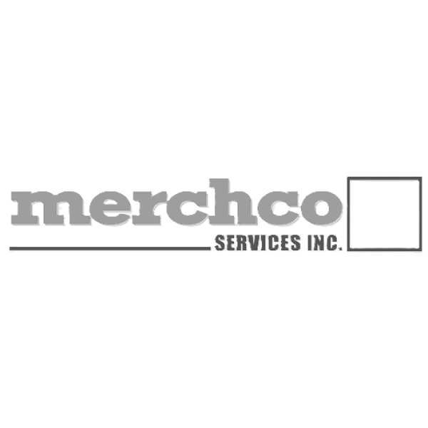 A black and white logo for merchco services inc.