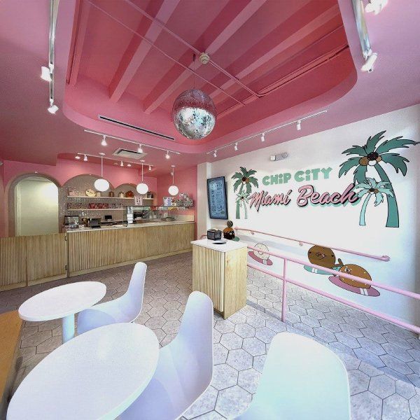 The interior of a restaurant called chip city miami beach