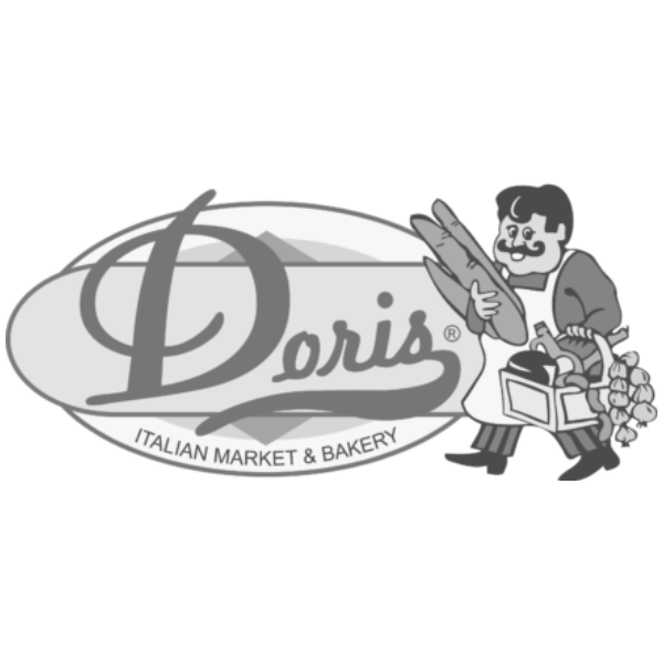 A black and white logo for doris italian market and bakery