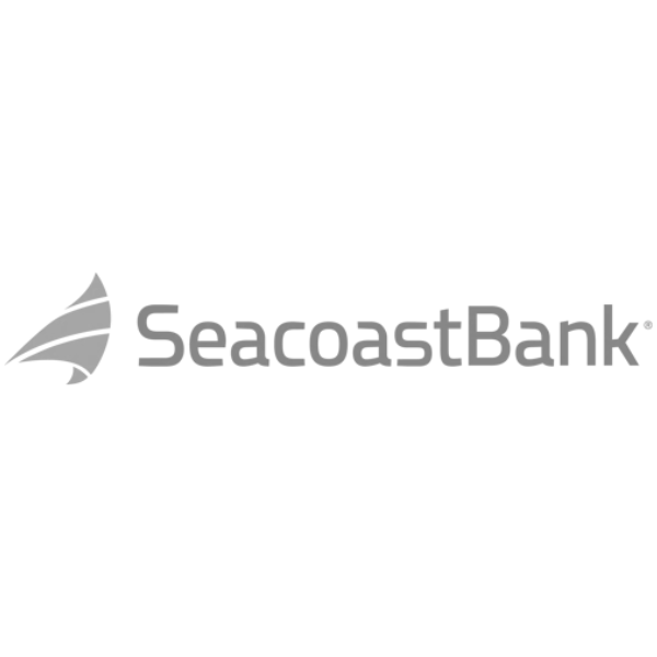 The seacoast bank logo is gray and has a sailboat on it.