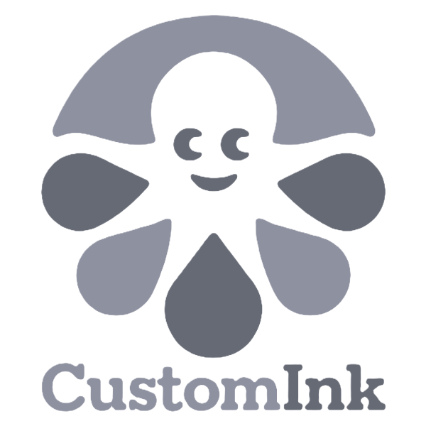 A logo for customink with an octopus and drops of ink