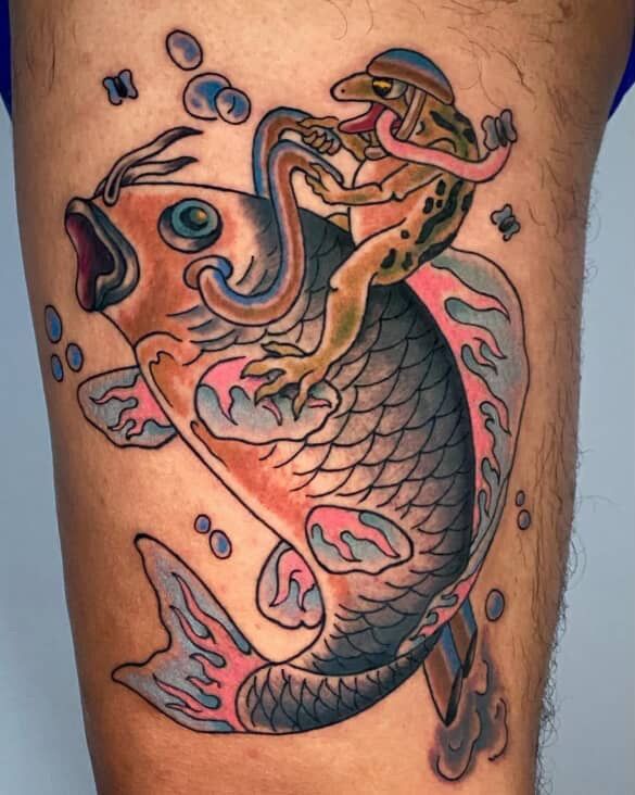 Statue of Liberty forearm tattoo with eagle design, realistic style.