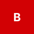 The letter b is white on a red background.