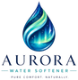 Aurora Water Softener Logo with Aurora-Inspired Water Droplet, Ripple Graphic, Sparkle Details, and Company Name Aurora, IL