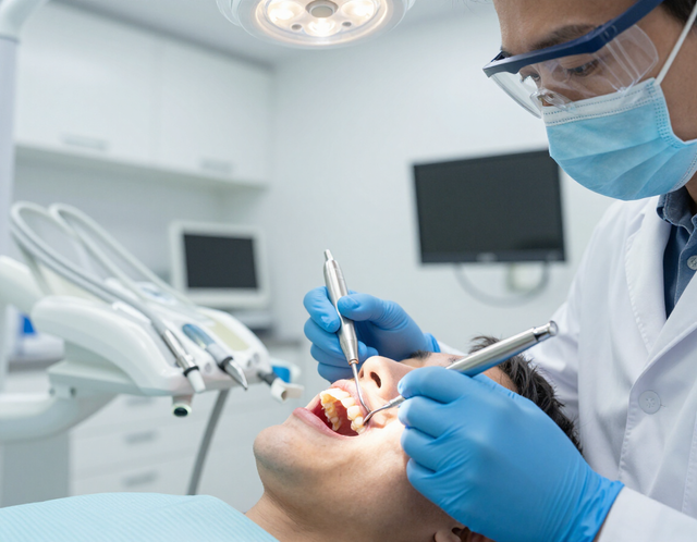 Limpieza dental profesional en clínica