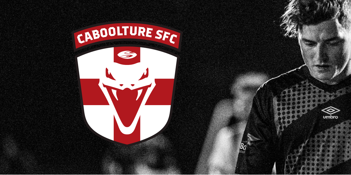 The re-branded badge for Caboolture SFC – sports club branding